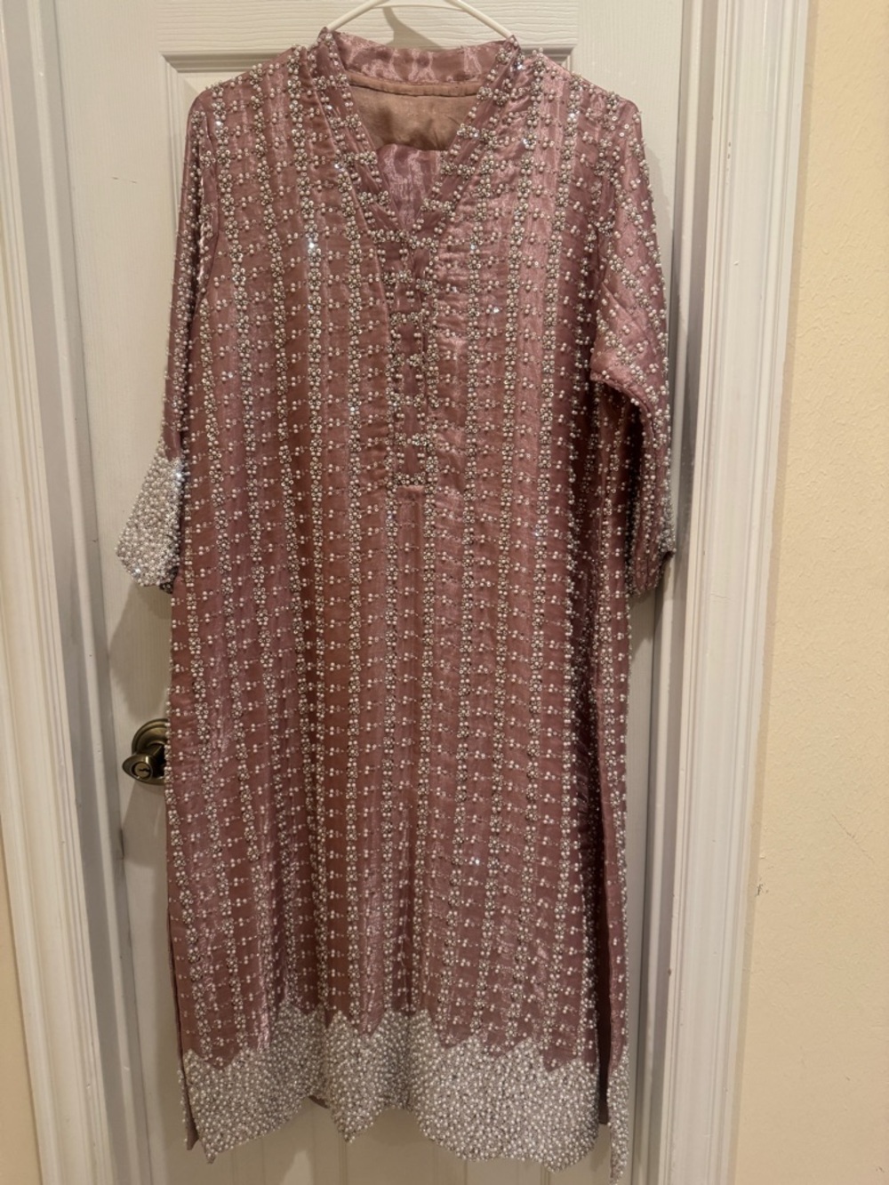 Embellished Pink Beaded Long Tunic